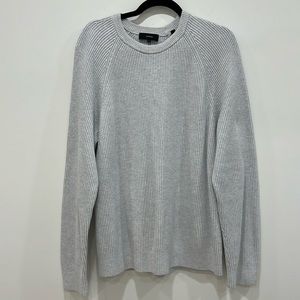 Vince light heather gray ribbed cotton crewneck sweater